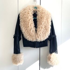 Dolls Kill NWOT Generation Kiss Vegan Leather Faux Fur Moto Jacket Size Small